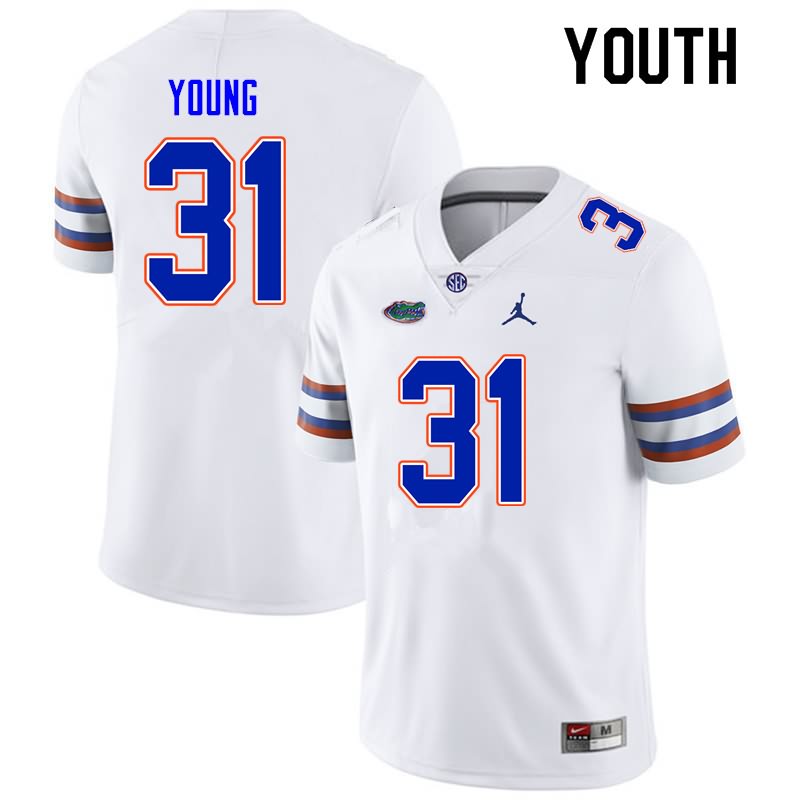 NCAA Florida Gators Jordan Young Youth #31 Nike White Stitched Authentic College Football Jersey NNN8864PL